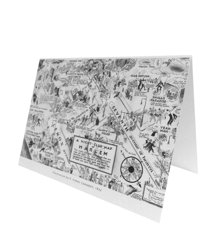 This is an image of the night club map of Harlem greeting card.