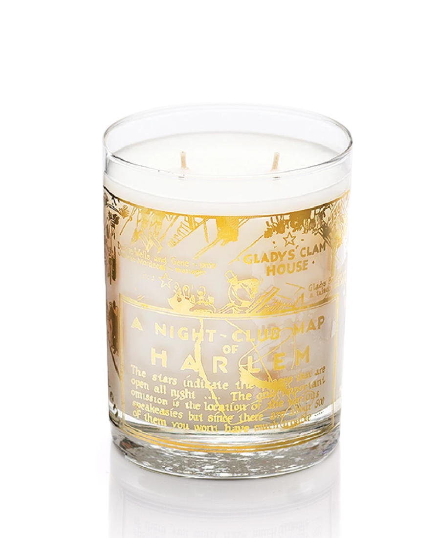 Our stunning 22K Gold Cocktail Glass Savoy 12 oz candle on a white background.