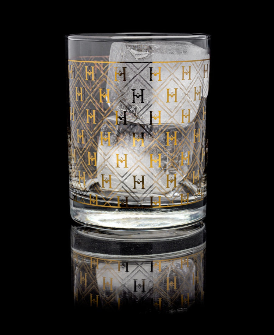 Harlem H Pattern Cocktail Glass in 22k Gold