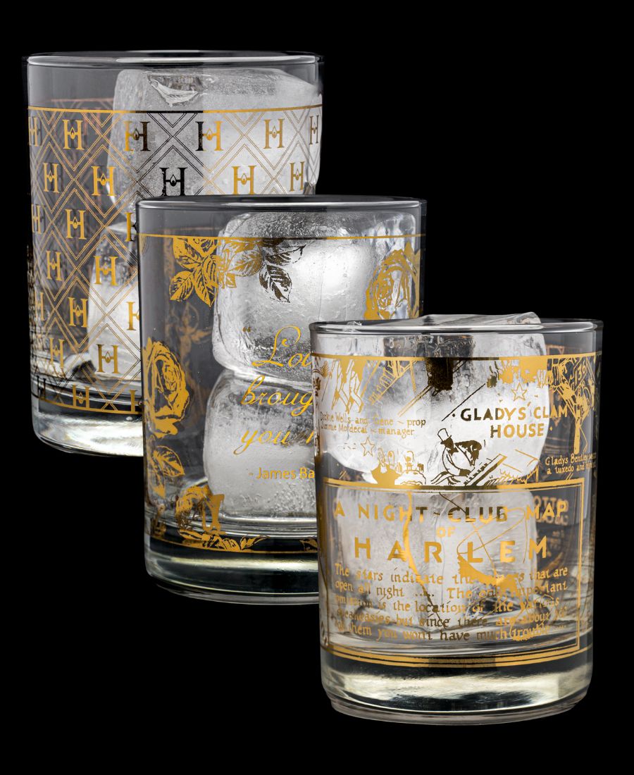 Set of 3 22k Gold Harlem Candle Co cocktail glasses