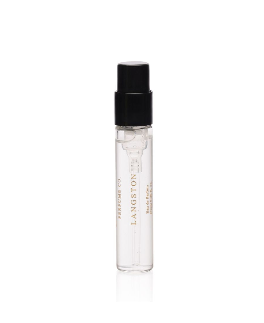 This is an image of our Langston 2ml perfume sample on a white background
