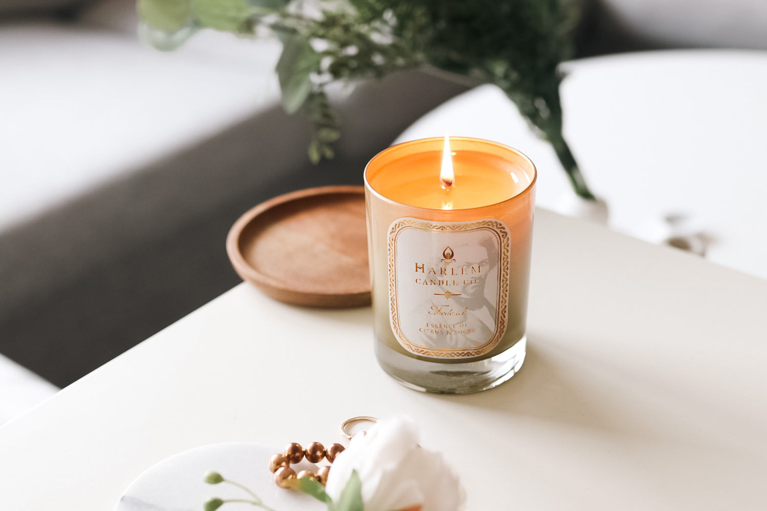 Frederick Luxury Candle Bergamot and Suede Candle Harlem Candle Co